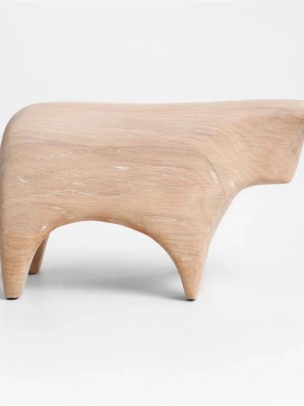 New! Crate&Barrel Light Wood Bull Sculpture in White Oak